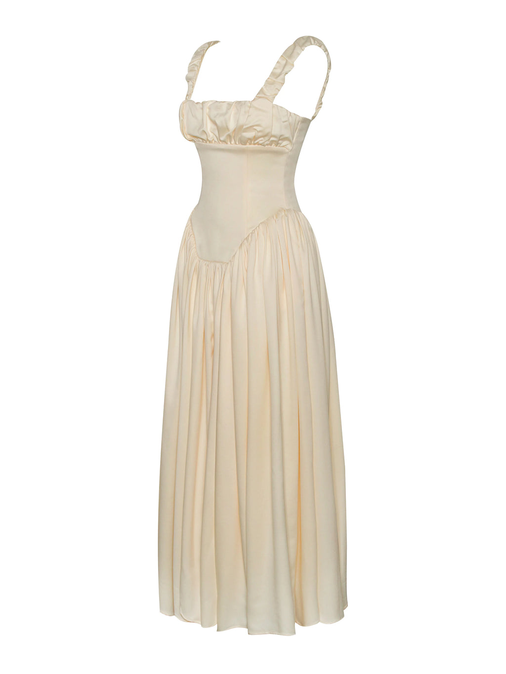 Noreen Egg White Satin Drop Waist Maxi Sundress Archive Sale