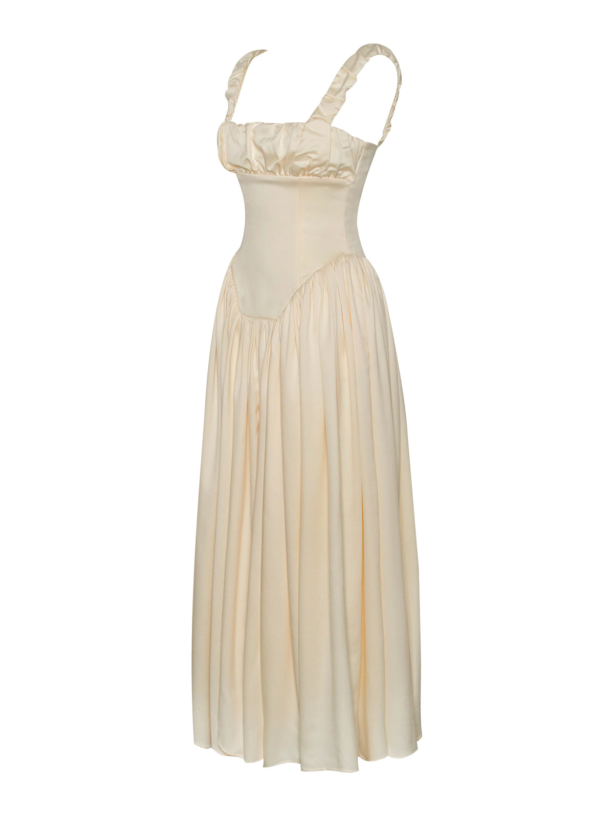 Noreen Egg White Satin Drop Waist Maxi Sundress Archive Sale