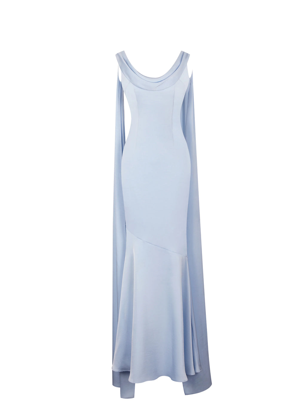 Eira Mist Blue Cowl Scarf Detail Mermaid Maxi Dress