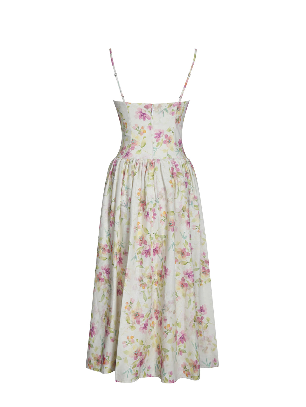 Jacinda Yellow Floral Print Linen Midi Dress