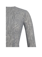 Waylynn Gray Animal Print Burnout Velvet Detail Mesh Backless Maxi Dress