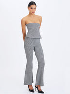 Ulla Micro Houndstooth Strapless Peplum Top